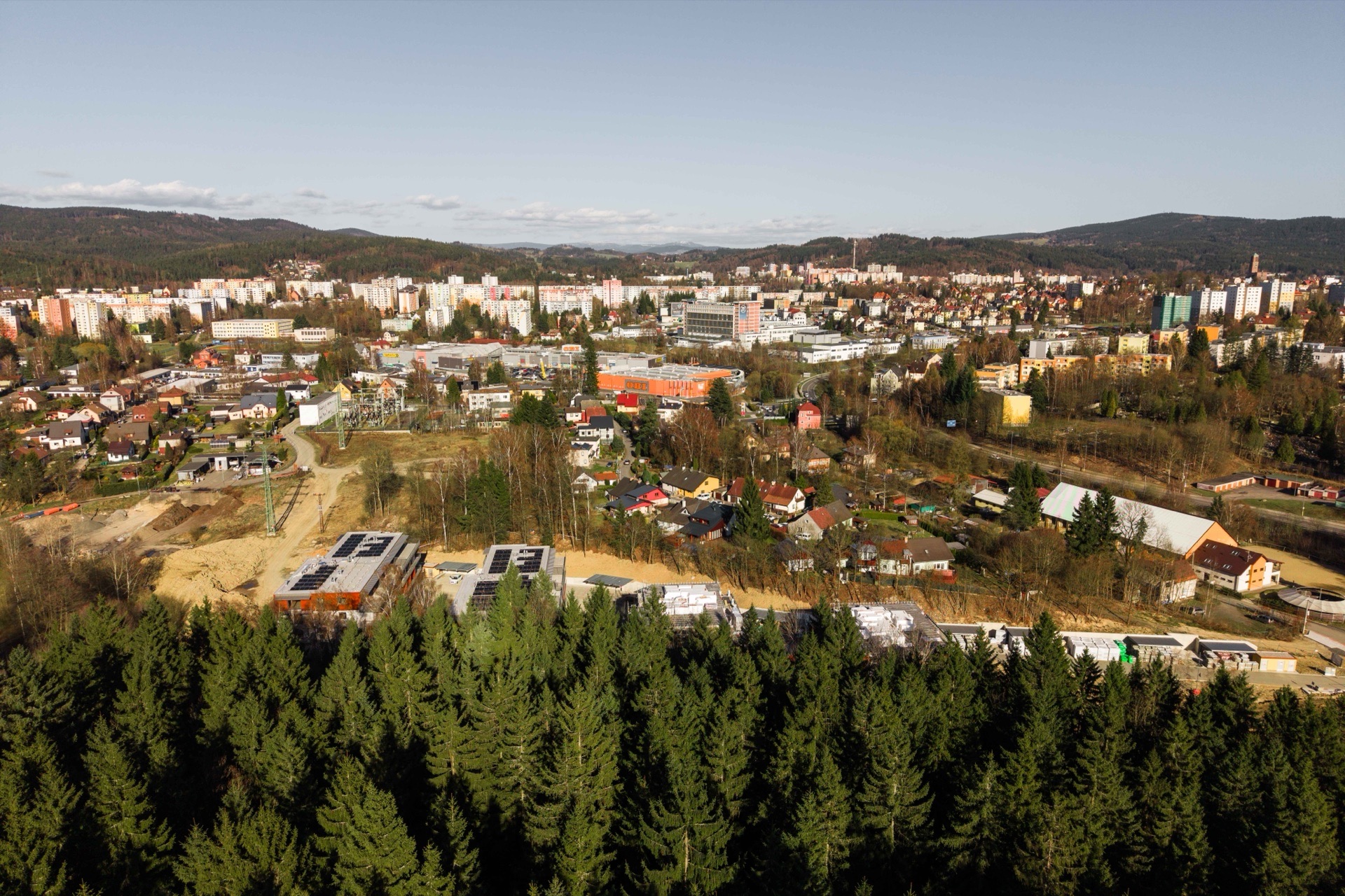 Park Podlesí — pohled z dronu